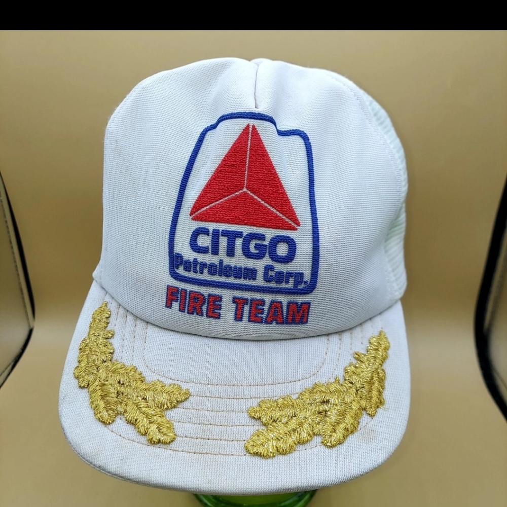White CITGO Fire Team Cap with Gold Embroidery